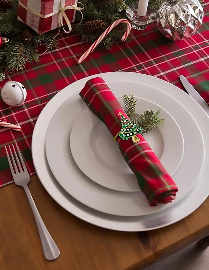 Christmas Napkin Rings Set of 6 - Metal Napkin Rings with Christmas Tree Shape for Table Decoration, Wedding, Thanksgiving, Party, Dinner Table Decor