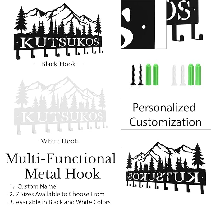 Personalized Metal Key Rack Hooks, Key Holder Wall Mounted Key Hooks, Mountain, Grove Theme Wall Decoration Hooks, Key Hanger Organizer for Living Room, Entryway, Bathroom, Office Decor