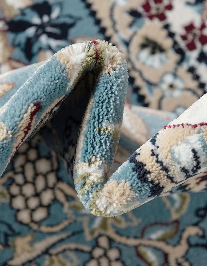Unique Loom Narenj Collection Area Rug - Bristol (5' 3" x 8' Oval, Blue/ Beige)