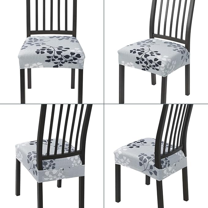 SearchI Dining Chair Seat Covers Set of 6, Stretch Removable Chair Covers for Dining Chairs, Kitchen Chair Covers Protector(Leaf Pattern)