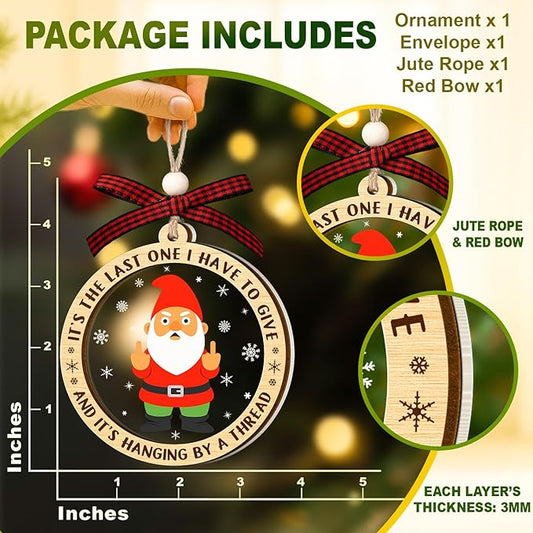 Funny Christmas Ornaments Adult 2025 - Naughty Ugly Christmas Ornaments - Sarcastic Ornament, Gag Gift - Funny Gnomes Inappropriate Ornament - Best Naughty White Elephant Gifts
