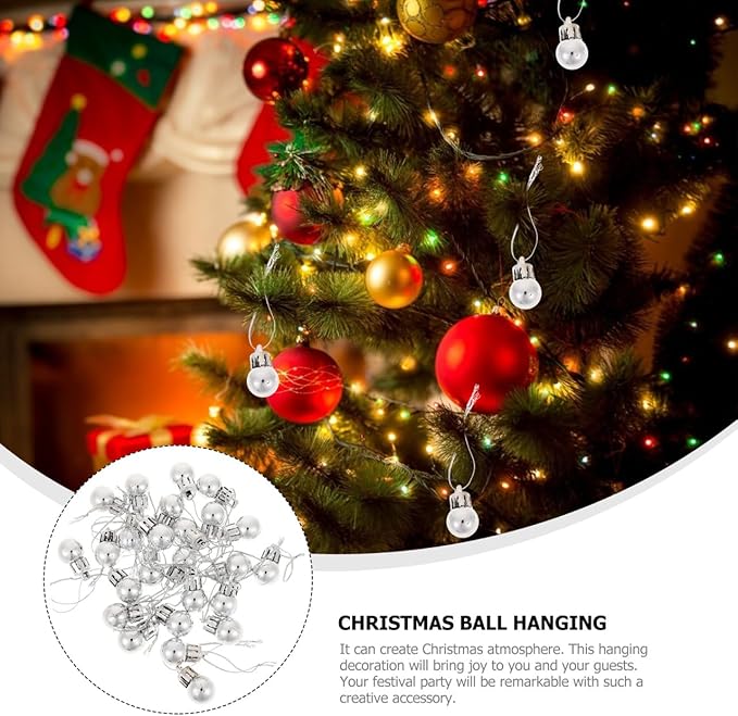BESPORTBLE 24pcs Christmas Balls 0.8 Inch Mini Christmas Ball Ornaments Shatterproof Baubles Miniature Tree Decorations Hanging Pendants for Holiday Home and Store Decor