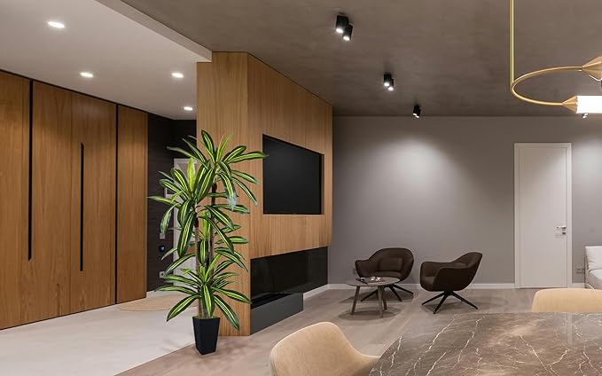 Artificial Dracaena Plant 6ft, Faux Tree with Black Tall Planter, Fake Yucca Silk Plants, Artificial Floor Trees for Home Office Room Decor Housewarming Gift Indoor