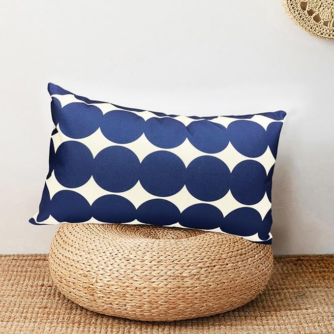 Decorative Throw Pillow Covers Set of 2 Blue Fashion Polka dot Pillow Covers 12x20 Inch Throw Pillow Cover Linen Pillowcase Farmhouse Outdoor Pillow Covers for Couch Sofa Living Room