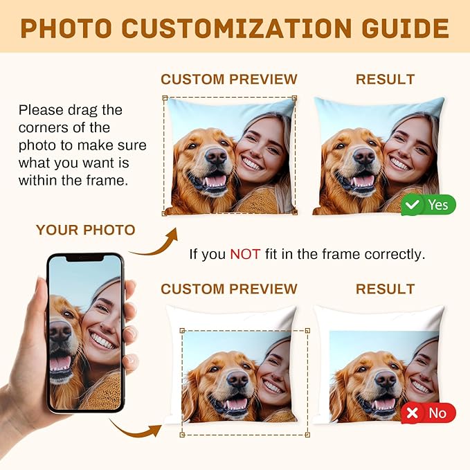 Custom Pillow with Picture & Text - Include Insert, Personalized Photo Pillow Double-Sided Printing | 5 Sizes & 10 Colors Optional, Customized Pillow Gifts for Best Friend