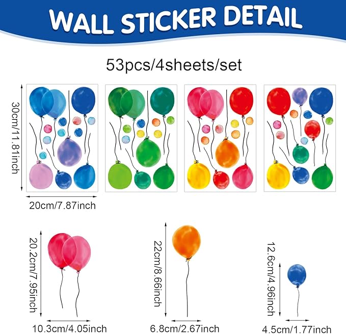 Top Polka Dot Wall Decals and Balloon Wall Decals Peel and Stick, Kids Room Decor for Nursery, Playroom, Bedroom, Removable Vinyl Wall Stickers for Girls and Boys Room