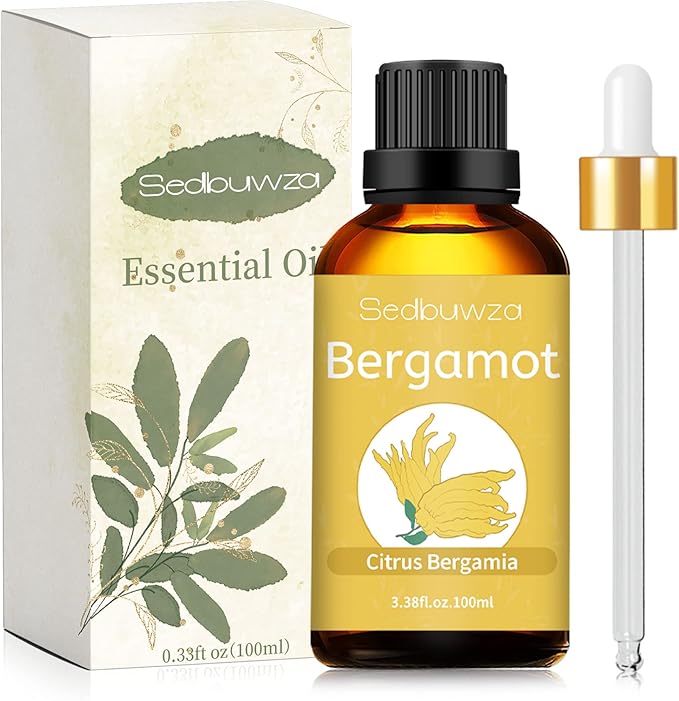 Sedbuwza Bergamot Essential Oil, Bergamot Oil 100% Pure Natural Bergamot Fragrance Oil for Massage Diffuser Humidifier Candle Soap Making - 3.38 OZ/100ML
