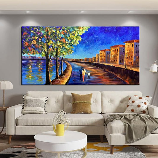 YaSheng Art -Landscape Oil Painting On Canvas Textured Tree Abstract Contemporary Art Wall Paintings Handmade painting Home Office Decorations Canvas Wall Art 24x48inch