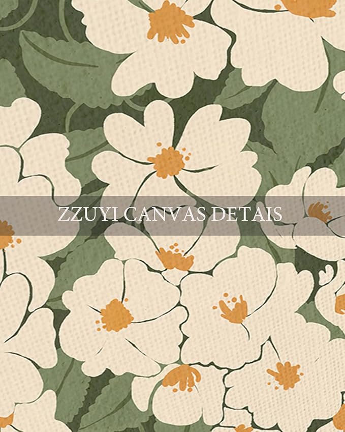 Zzuyi Framed Flower Market Wall Art,Green And White Fresh Art Print for Bathroom, Bed Room, Office Home Decoration Gift- 16"x 24"