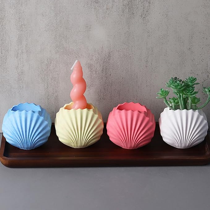 Seashell Succulent Potted Flower Pot Silicone Mold DIY Cement Gypsum Epoxy Resin Vase Candlestick Storage Box Mould Home Decor Craft