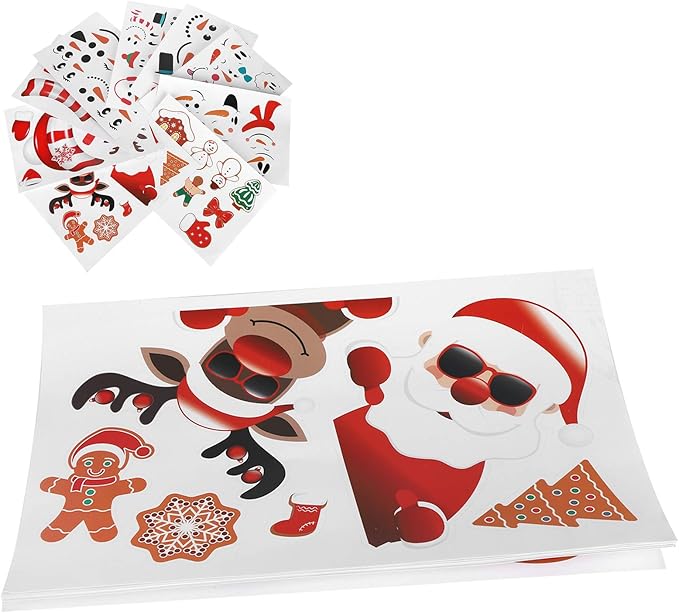 ZJchao 20 Christmas Decorative Stickers, Peel and Stick Removable PVC Wall Decals for Glass Refrigerator Mirror Door, with DIY Design for Holiday Party Decorations