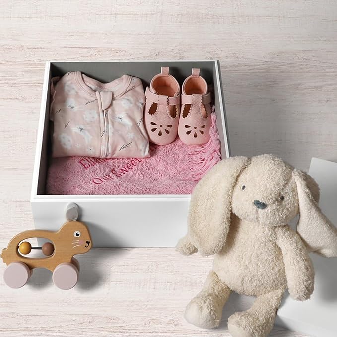 Let's Make Memories Personalized Keepsake Box for Newborn - Memento Storage - Memories Box - Baby Shower - Nursery Decor - 6" Hx12 Sq - Baby Love
