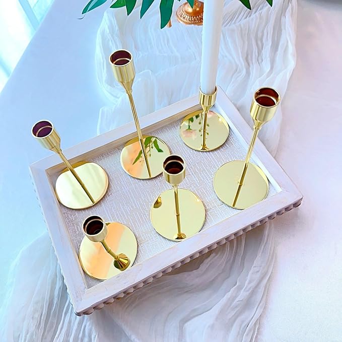 Gold Taper Candle Holders for Wedding Table Centerpiece,Tall Taper Candlestick Holders Bulk Set of 6,Metal Candle Stick Holder for Table or Mantel Centerpiece,Dinning,Festival,Party Home Decor