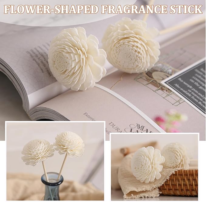 10PCS Diffuser Sticks, 2 Inch Chrysanthemum Flower Diffuser Reeds Sticks Aroma Fragrance for Home Office Bathroom Decor