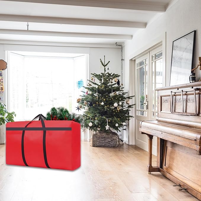 Small Christmas Tree Storage Bag 4Ft/5Ft Heavy Duty Reusable 600D Oxford Fabric Xmas Tree Bag/Container/Holder for Short Artificial Christmas Tree(39" X 12" X 24") Red