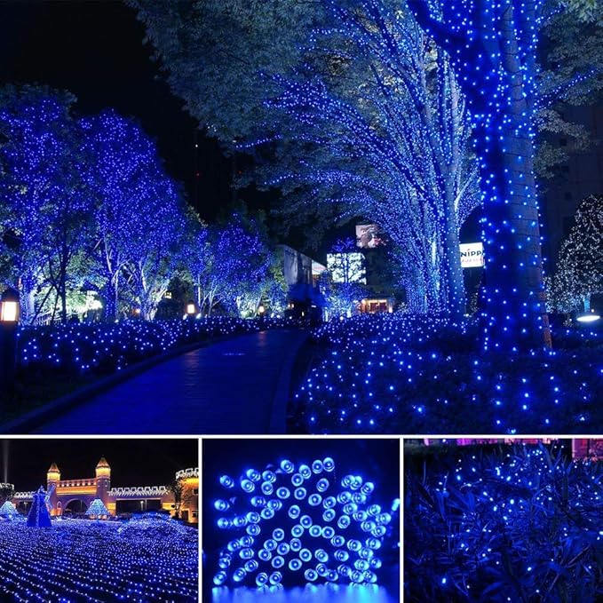 LED String Lights, 165FT 500LED 30V Plug in Waterproof String Lights with 8 Modes for Indoor and Outdoor Party Wedding Home Patio Lawn Garden Supplies (Blue)