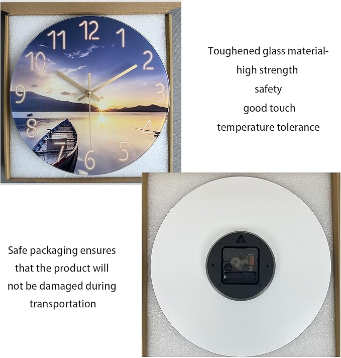Sunset Clocks Wall for Bedroom Silent Wall Clock Non Ticking Decorative Wall Clocks Battery Operated 14 Inch