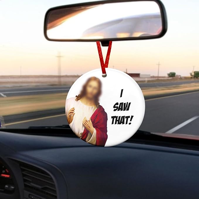 FLAGWIX Christmas Funny Gifts for Women Men - I Saw That Ceramic Christmas Ornaments 2025 for Tree Decorations - White Elephant Gifts for Adults, Funny Ornament for Couples, Stocking Stuffers Gift