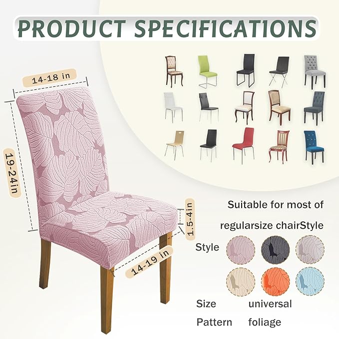 Chair Covers for Dining Room Chair Covers Set of 4 Stretch Spandex Kitchen Chair Protector Slipcover Removable Washable Dining Chair Covers for Home, Party, Ceremony, Banquet (Pink)