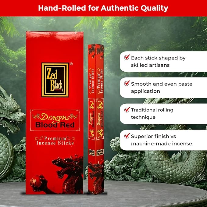 ZED Black Dragons Blood Red Incense Sticks - 20 Sticks per Box & 6 Boxes Inside (Total 120 Sticks) Premium Quality for Relaxation, Yoga, Meditation