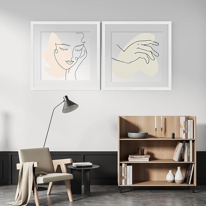 20x20 White Picture Frames for Wall - Minimalist 20x20 Oak Wood Frames, 20"x20" Picture Frame Wood, Natural Solid Wooden Picture Frames for Wall Art Photo and Prints (3 Pack, White)