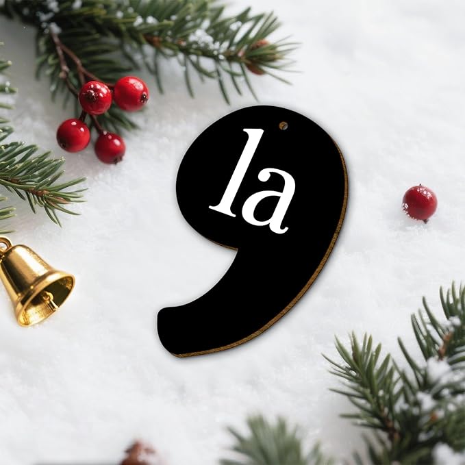Gifts for Christmas 2025, Comma Christmas Ornament Wooden Doubled-Side Printed, Comma Hanging Xmas Decorations, Birthday Motivational Gifts for Women Men
