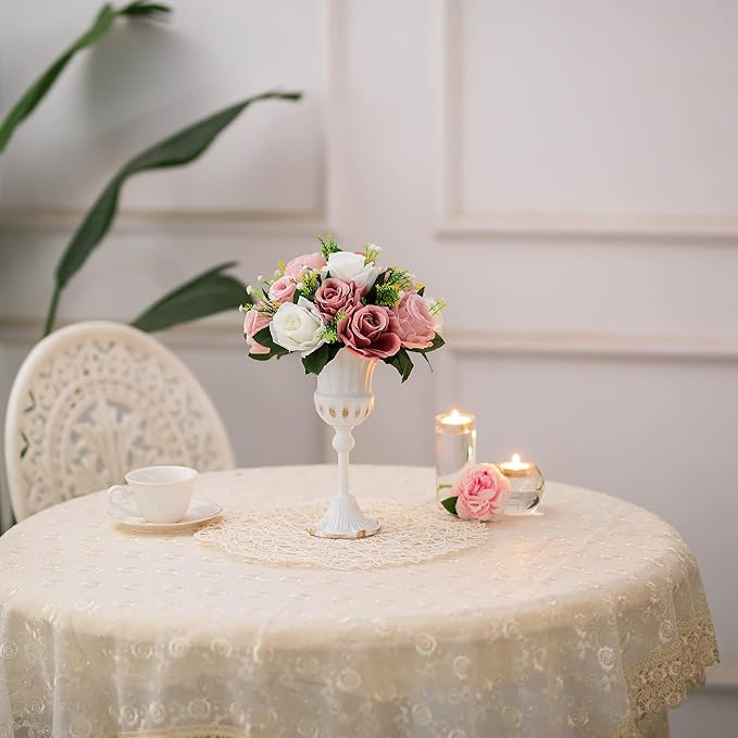 BLOSMON Dusty Rose Flowers Centerpieces: 10 Pieces Pink Roses Artificial Flower Balls for Wedding Dinning Table - Fake Silk Kissing Floral Arrangements for Home Party Event Decor