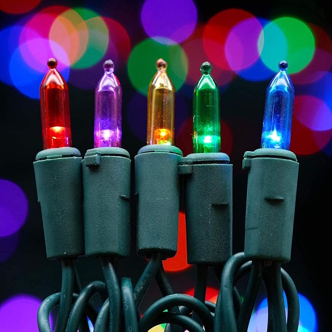 200 Count Multicolor LED Christmas Lights, 66 ft Green Wire UL Certified Commercial Grade Holiday String Light Set (Multicolor)