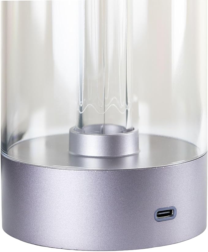 Cordless Table Lamp – Rechargeable Touch Control Bedside Lamp, Dimmable Warm White LED Light with USB-C Charging, 1800mAh Battery, Modern Silver Design, Etched Filament-Style Glow