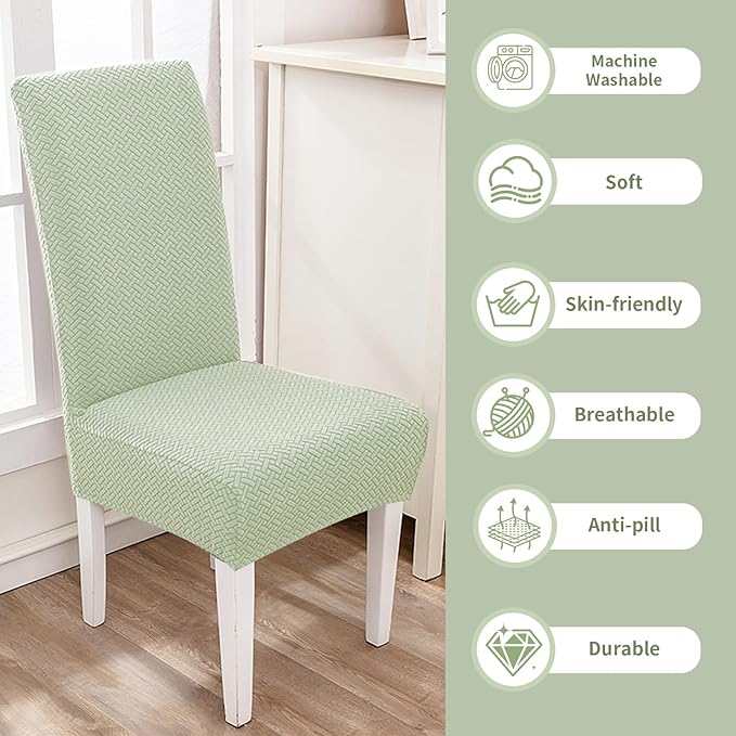Parsons Dining Chair Cover, Detachable,Retractable,Sofa Chair Cover(4, Green)