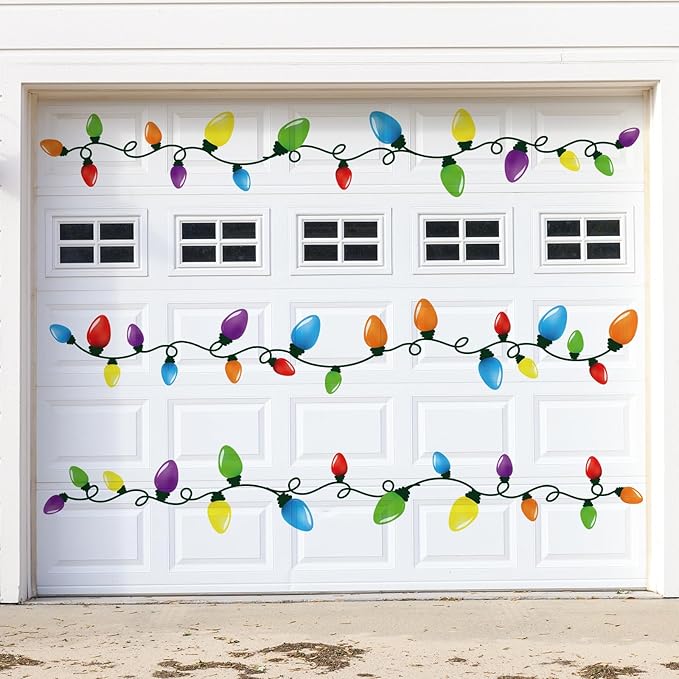 Cinrobiye 9 Sheets Christmas Bulb Light Window Clings Winter Christmas Car Refrigerator Decorations Stickers Door Window Seasons Decals for Holiday Xmas Christmas Home Kitchen Living Room (Bulb Light)