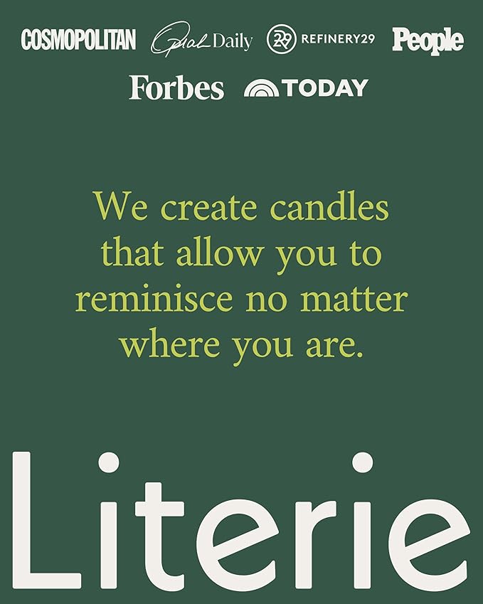 Literie NYC Inspired Scented Candle: Late Fees at The Library - Paper & Linen Scent, 9oz, 50 Hour Burn, Vegan Soy & Coconut Blend Candle for Home Decor, Gift for Women & Men