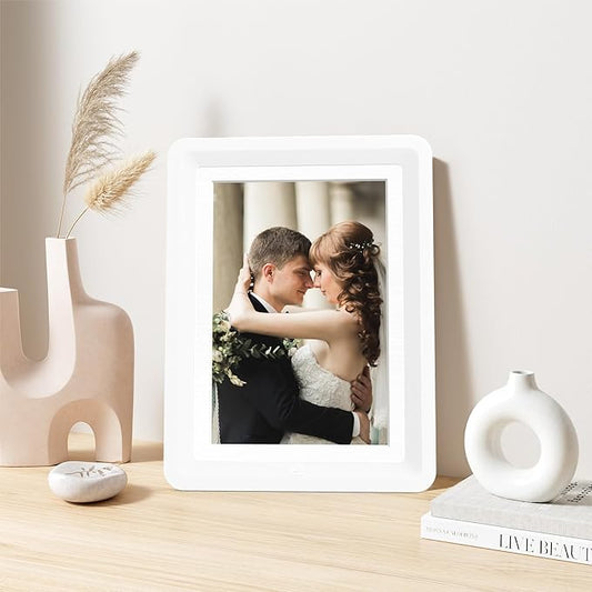 White 5x7 Picture Frame with Acrylic Front 1 Pack, ABS Frame for 5x7 or 4x6 Photos, Shatterproof UV-Resistant Tabletop Photo Frame, Vertical/Horizontal Display for Home Décor