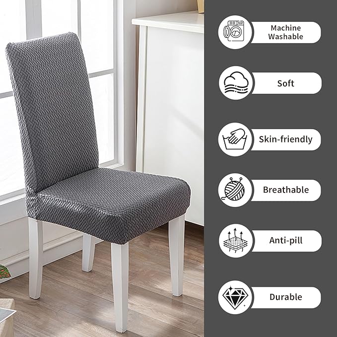 Parsons Dining Chair Cover, Detachable Sofa Chair Cover, Retractable Chair Cover (6, Gray)
