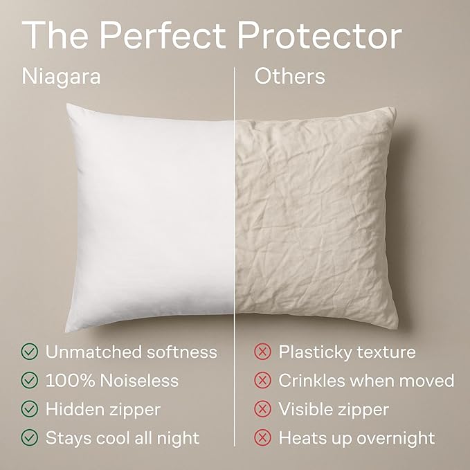 Ultra Soft Pillow Protectors with Zipper Queen Size - Set of 2 Breathable Pillow Covers - 100% Protection Against Stains, Dust & Dirt - Machine Washable (White)