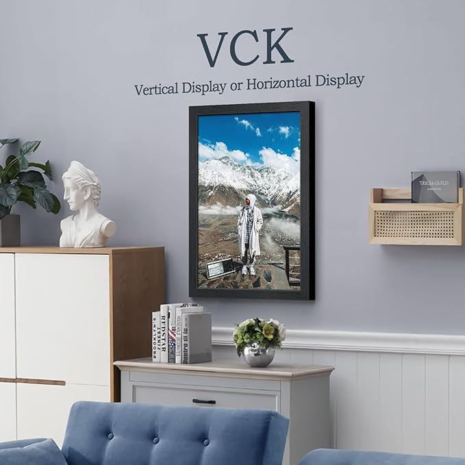 VCK 14x22 Picture Frame Set of 4 - Black, Gallery-Quality Wood Poster Frames, 1.1-Inch Wide Border, Polished Plexiglass, Vertical or Horizontal Wall Display for Photo/Art/Prints, Black