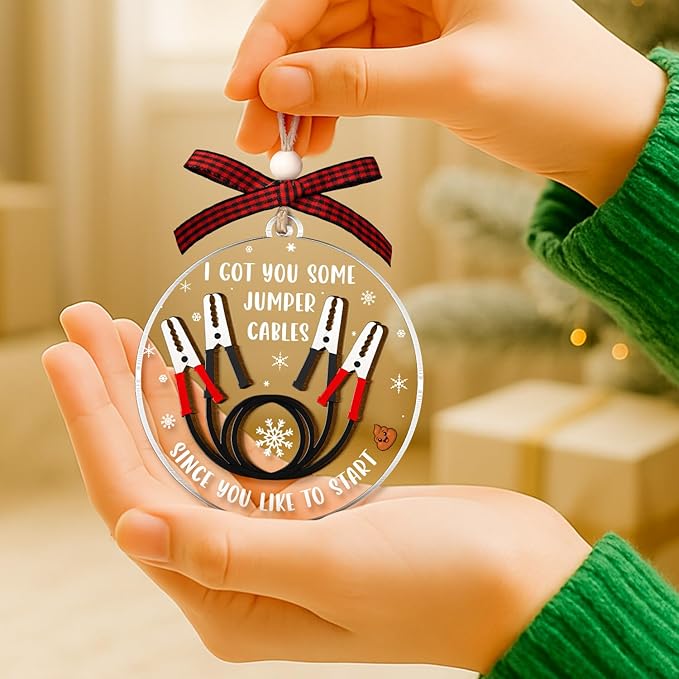 I Got You Some Jumper Cables Ornament 2025- White Elephant for Coworkers, Friends -Sarcastic Christmas Ornaments Gag Gifts - Ugly Ornament Exchange - Funny Ornaments for Christmas Tree