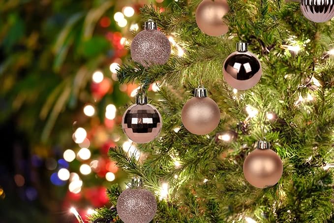 1.57" Rose Gold Christmas Ornaments for Christmas Tree 36 Pcs Mini Shatterproof Balls Christmas Tree Decorations Small Xmas Ornaments Ball with Hanging Loop for Wedding Holiday Party Wreath Home Decor