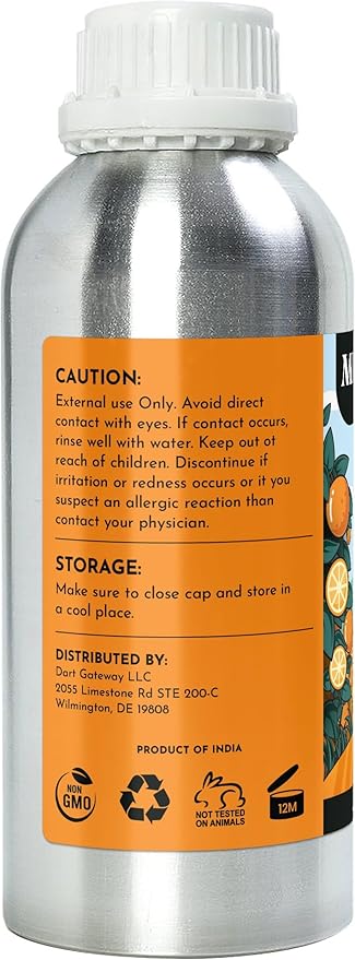 16 fl oz - Sweet Orange Essential Oil (100% Pure & Natural) Large Aluminum Bottle for Aromatherapy, Diffuser, Candle & Soap Making - Minamino Blends