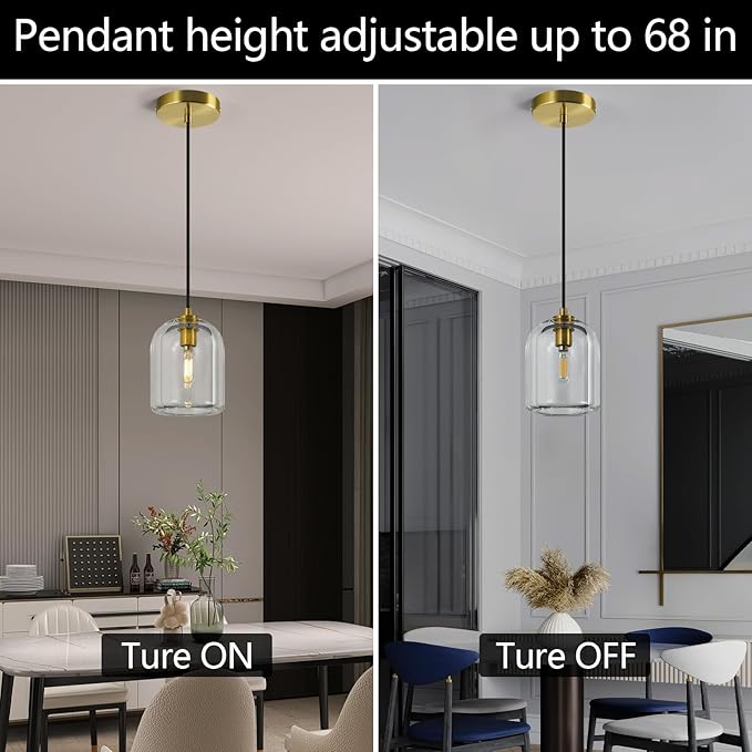 Modern Gold Pendant Lights Kitchen Island Ceiling Chandelier Indoor Crystal Hanging Light Fixtures for Dining Room Kitchen Living Room Bedroom(3Pack)