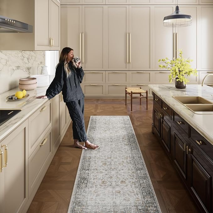 Washable Kitchen Rug Runners for Hallways: 2'x6' Bedroom Rug Non Slip Low-Pile Stain Resistant Soft Indoor Floor Carpet Runner for Indoor Entryway Hallways Kitchen Laundry Room Beside Farmhouse