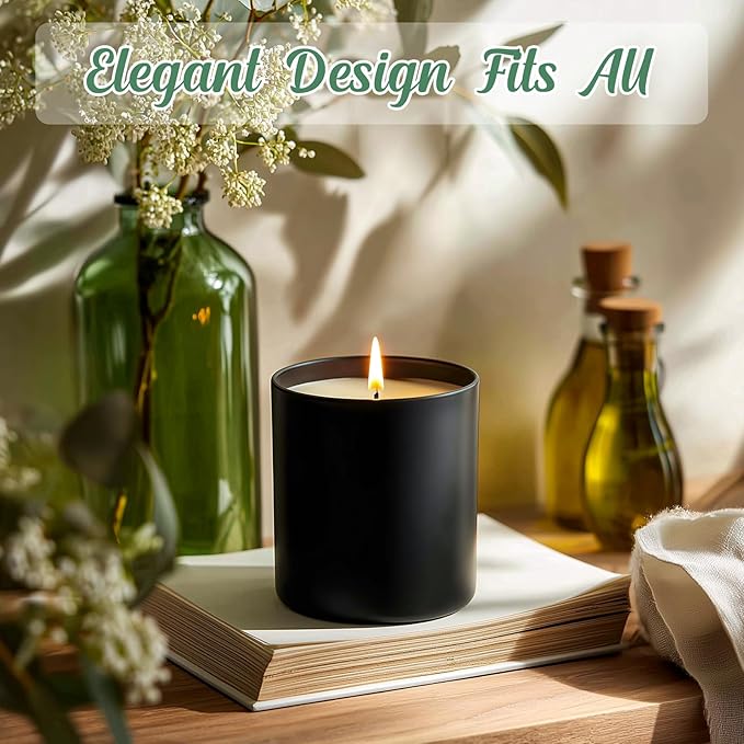 SUPMIND 12Pcs Candle Making Jars 14 fl.oz Black Empty Glass Jars Bulk with Bamboo Lids, Containers for Making Candles Vessels for Candle Business 12 14 fl.oz