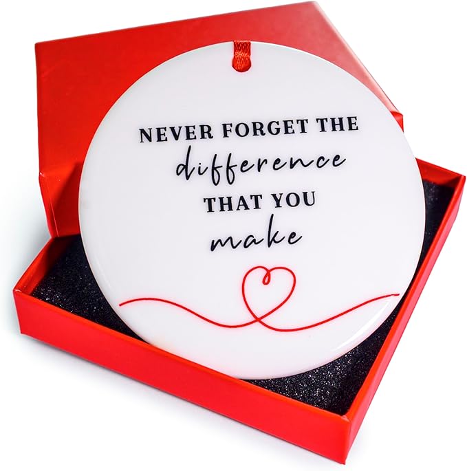 Never Forget The Difference You Make Ornament 6 Inch, You Make a Difference Ornament, Caregiver Christmas Ornament, Thank You Gift for Teacher, Nurse, Coworker, Manager, Mentor Appreciation Gift