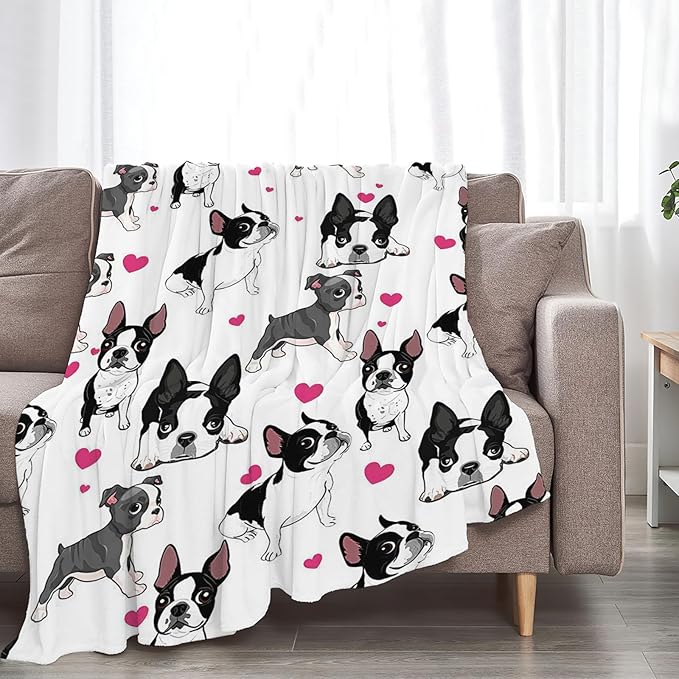 Tijuboni French Bulldog Throw Blanket Dog Gifts for Girls Boys Women Men Kids Adults Soft Flannel Fleece Blanket for Couch Sofa Bed Home Decor 60"x80"