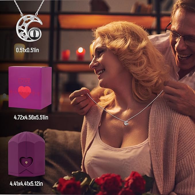 Preserved Real Rose with l Love You Necklace Eternal Forever Flowers Gifts for Mom Wife Grandma Women Girlfriend her from husband son daughter on Birthday Valentines Christmas Anniversary-Purple