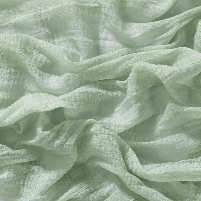 Socomi Sage Green Cheesecloth Table Runner Gauze Valentine's Day 120 Inch Rustic Boho Cheese Cloth Runner for Wedding Party Baby Bridal Shower Centerpiece Decoration Holiday Home Decorations