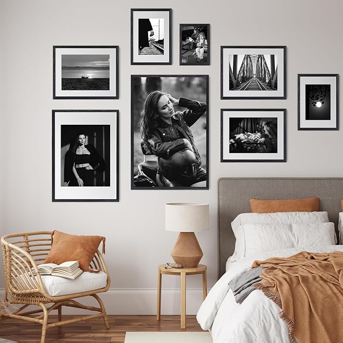 puthiac 16x24 Black Oak Wood Picture Frame - Minimalist 16x24 Poster Frame, 16"x24" Frame Wood, Natural Solid Wooden Picture Frames for Wall Art Photo and Prints (3 Pack, Black)