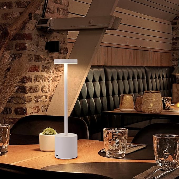 Rechargeable Cordless Table Lamp,Portable Outdoor 5000mAh Battery Operated LED Table Light Touch Control 3 Color Dimmable for Bedroom,Patio,Cofee,Camping,Dining,Restaurant&Livingroom-White