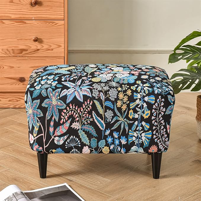 Eco-Ancheng Stretch Ottoman Cover Rectangular Storage Ottoman Slipcover Footrest Stool Covers Ottoman Slipcovers for Foot Stool with Nonslip Elastic Bottom (14,Large)