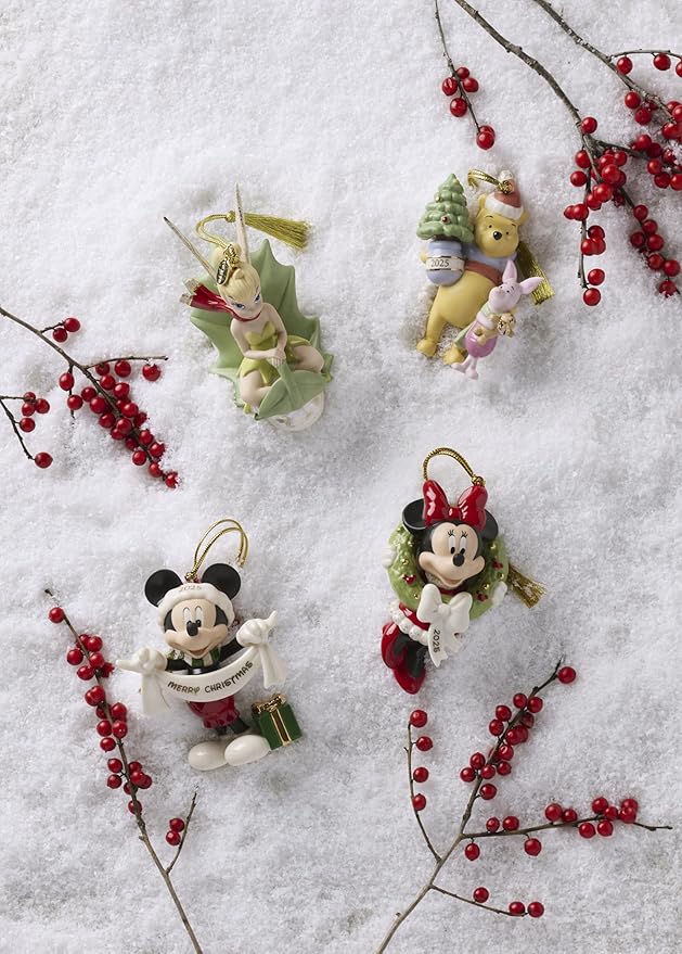 Lenox Ornament, 2025 Winnie The Pooh & Piglet Christmas Ornament, Porcelain, Gold Cord for Tree Decoration, Christmas Decorations, Winter Decorations, Tree Ornaments, Winnie The Pooh Design (1 Piece)